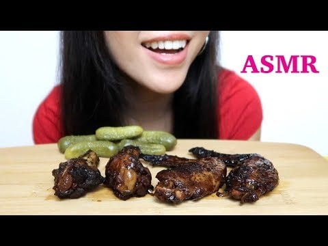 ASMR Honey BBQ Chicken Wings and Crunchy Pickles Eating Sounds | Homemade Meal