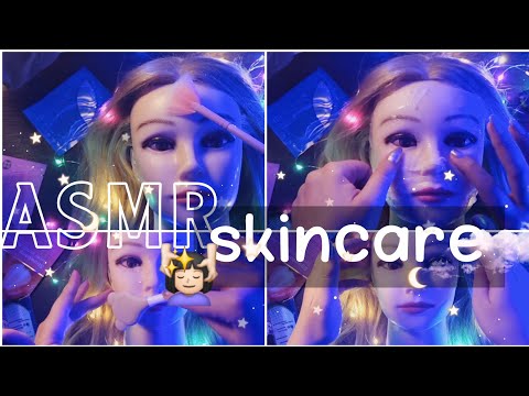 ASMR-LET ME DO YOUR SKINCARE before sleep 😴( #visualtingle brushing sounds)