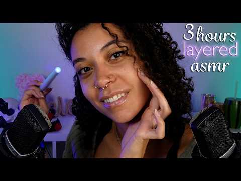 3 HOURS | *INTENSE* DOUBLE Layered ASMR 🤤 (trigger words, spider web mic, mouth sounds, inaudible)