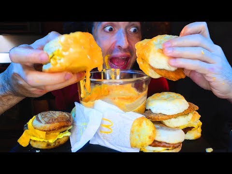 MCDONALDS CHEESE SAUCE FEAST! BREAKFAST SANDWICHES! * ASMR NO TALKING * | Nomnomsammieboy