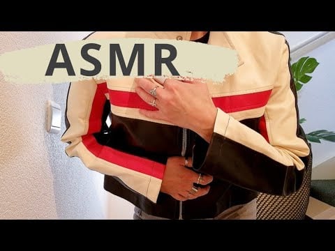 ASMR | LEATHER JACKET & GRAY DENIM SCRATCHING 🧥🖤 | COZY BIKER WEAR • PURE SOUNDS | NO TALKING