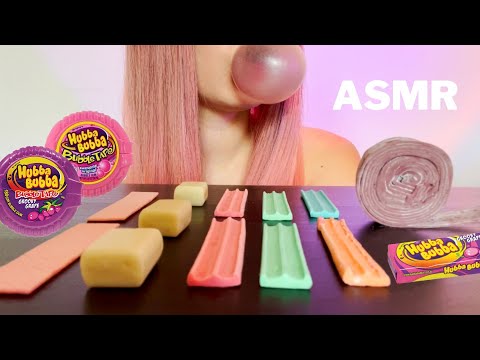 ASMR Chewing Gum & Blowing Bubbles CHEWING SHOW GUM MUKBANG BUFFET Hubba Bubba, Bubble Gum, 5 Gum