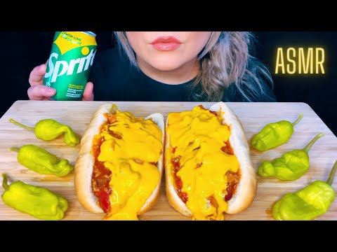ASMR CHEESY CHILI CHEESE DOGS MUKBANG (No Talking) EATING SOUNDS