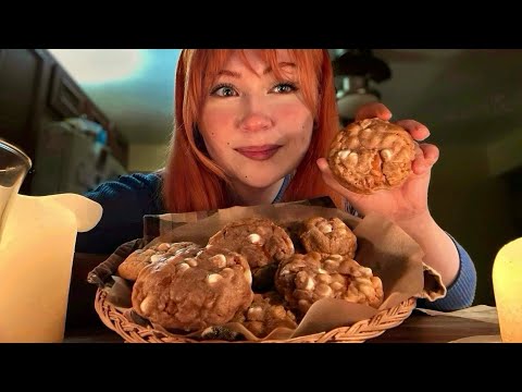 ASMR Baking Biscoff Lava Cookies 🍪 (Close Whisper, Fire Crackling)