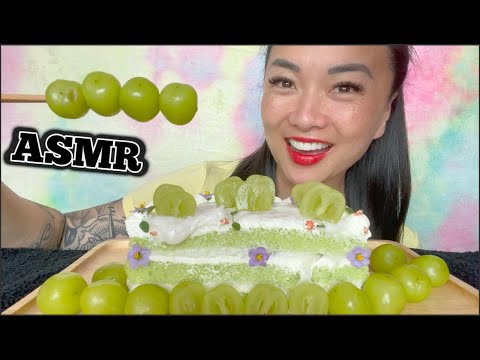 ASMR COCONUT GRAPE FLUFFY LIGHT CAKE (EATING SOUNDS) SOFT WHISPERS | SAS-ASMR