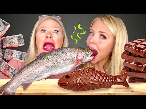 ASMR REAL FOOD VS JELLY CHOCOLATE FOOD CHALLENGE MUKBANG 진짜 초콜릿 챌린지