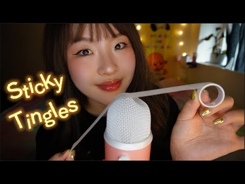 ASMR Tape On Mic & Tape Lifting With Sticky Mouth Sounds 🍯 ft. Mic Brushing & Touching