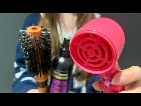 ASMR blow drying + styling your imaginary hair | hair brushing | spray sounds | no talking 