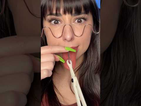 ASMR Girl Gives Herself Tongue Piercing 😖 #asmr #shorts #asmrvideos