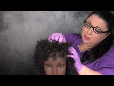 ASMR Scalp Check with Gloves on Afro/Kinky Hair (Dandruff Removal, Scalp Treatment) Medical Roleplay