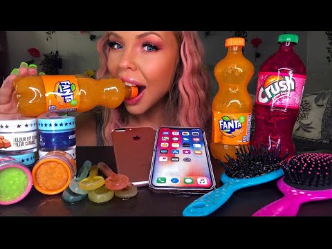 ASMR EDIBLE SODA BOTTLE, SPOONS, IPHONE, HAIRBRUSH LIP SCRUB EATING SHOW 멜론 MUKBANG (HIGHEST VOLUME)