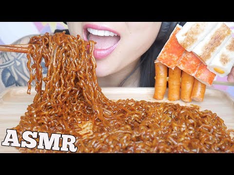 ASMR FIRE NOODLES + SPICY BLACKBEAN NOODLES (SOFT STICKY EATING SOUNDS) NO TALKING | SAS-ASMR