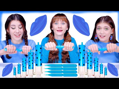 ASMR Eating Only One Color Food Challenge! Blue Food By LiLiBu