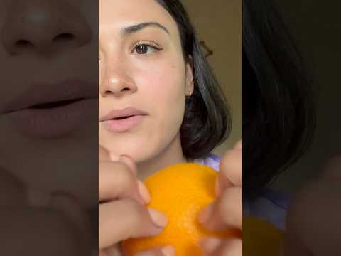 Peeling fruit, eating, + hand movements 🧡 #asmr