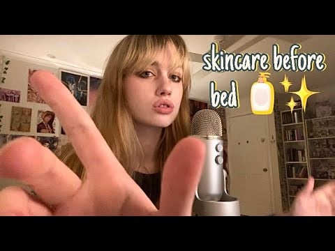 ASMR I do your skincare before bed ✨😚 (layered sounds)