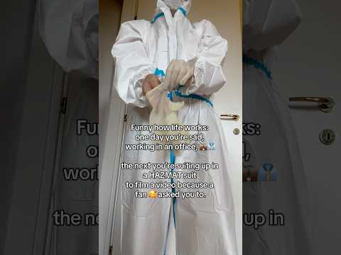 wearing a HAZMAT for a fan! ##hazmat #hazmatsuit