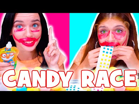 ASMR Candy Race Challenge With Makeup