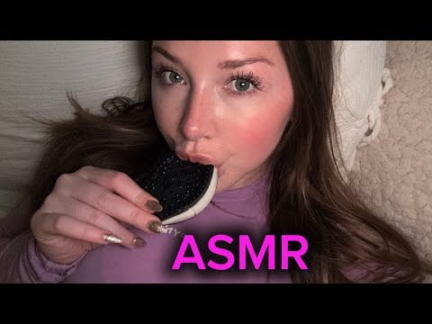 Oreo squishy in bed | Wet mouth sounds and camera adjusting ASMR