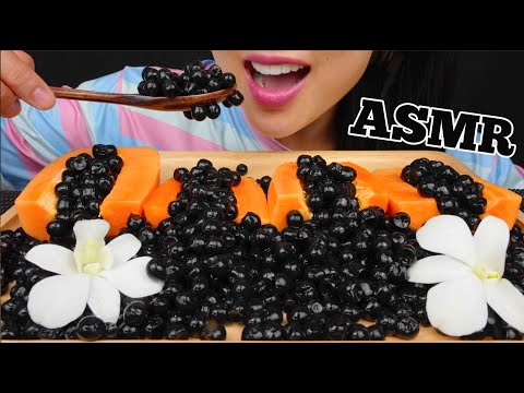 ASMR BLACK BOBA PEARLS SWEET PAPAYA (SOFT RELAXING EATING SOUNDS) NO TALKING | SAS-ASMR