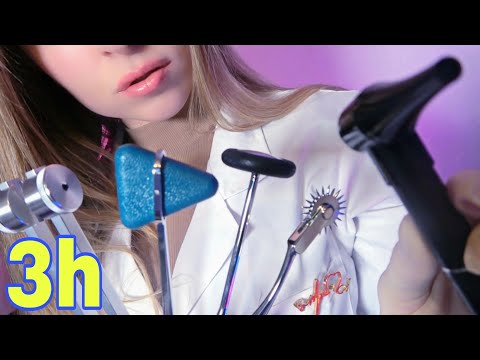 ASMR 3 Hours of Medical Full Body Check Up Ear Exam, Cranial Nerve Exam, Face Massage, Eye Exam, RP