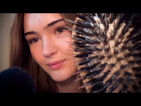ASMR Face + Hair Brushing For Anxiety 🤍 (personal attention, soft spoken/whispered) 