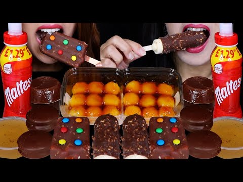 ASMR OUR FAVORITE DESSERTS (MALTESERS CHOCOLATE DRINK, DANGO MOCHI BALL CUP, M&MS ICE CREAM BAR 먹방