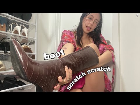 ASMR Leather Shoe Tapping, Scratching, and Walking (Boots Edition)