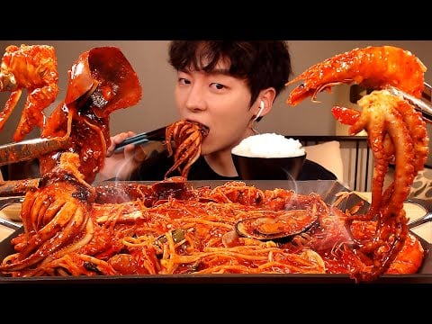 MUKBANG ASMR|집밥 매운 해물찜 먹방!|낙지,오징어,꽃게,새우,조개 아구찜|김,흰밥| SEAFOOD EATING SOUNDS[SIO ASMR 시오]