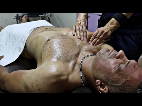 ASMR Chest & Neck & Face Massage For Bodybuilder Athlete | No Talking | Deep Relaxing