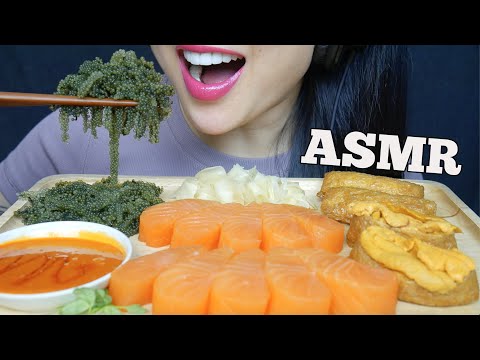 ASMR SALMON SASHIMI + SEAGRAPES + UNI INARI + MAYO FIRE SAUCE (EATING SOUNDS) NO TALKING | SAS-ASMR