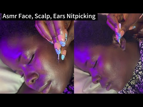 ASMR RELAXING HEAD SCRATCHING MASSAGE ROLE PLAY, EAR CLEANING, SCALP PICKING WITH WHISPERING
