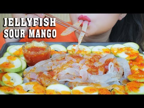 ASMR JELLYFISH & SOUR MANGO , EXTREME CRUNCHY EATING SOUND | LINH-ASMR