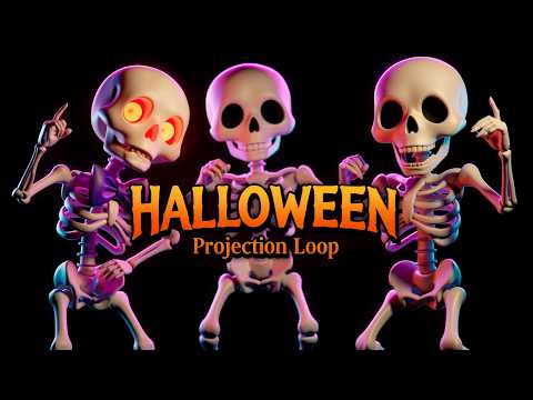 Dancing Skeletons 💀 HALLOWEEN - Projection Loop - 🎃 Cute Spooky Animation