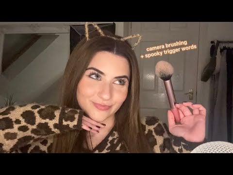 ASMR camera brushing + spooky trigger words 👻🤍