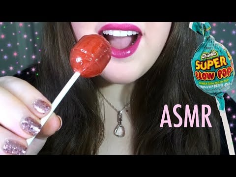 ASMR Watermelon Lollipop with BUBBLE GUM center [Extremely Satisfying]