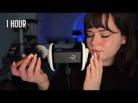 ASMR 3Dio Triggers For Sleep - 1 Hour Mic Brushing and Blowing  (no talking)