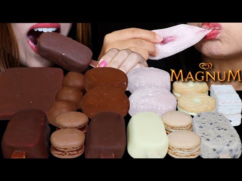 ASMR MILK VS WHITE CHOCOLATE (KLONDIKE BAR, MINI MAGNUM ICE CREAM, BIG FRESH CREAM MOCHI, MACARON 먹방