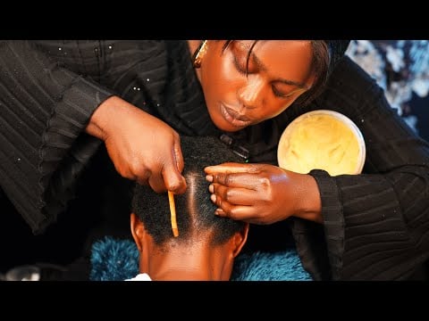 ASMR ✨DETAILED Ear Cleaning, Nitpicking,hair parting, scalp greasing For Deep Sleep. Whisper and gum