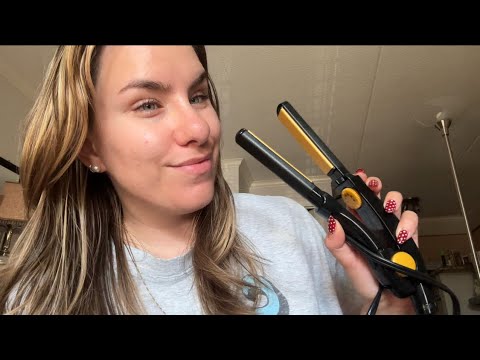ASMR doing your hair and skincare 