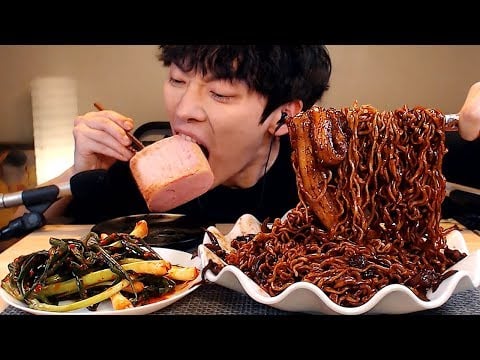 Mukbang Black noodles!|직접 만든 짜장면 먹방!|분모자당면,파김치,통 스팸|REAL SOUND SOCIAL EATING SHOW [SIO ASMR 시오]