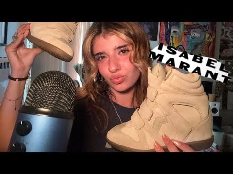 [ASMR] Unboxing Isabel Marant Bekett Sneakers (shoe tapping/scratching)