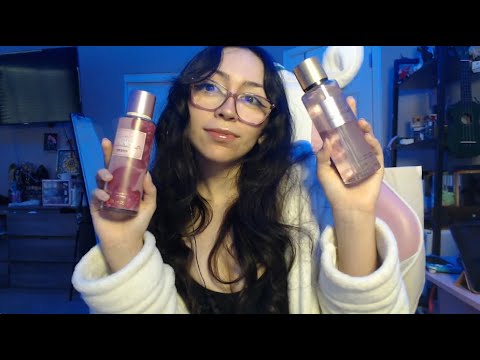 ASMR my Favorite Perfumes! (Soft Whispering, tapping, liquid triggers, lid sounds)