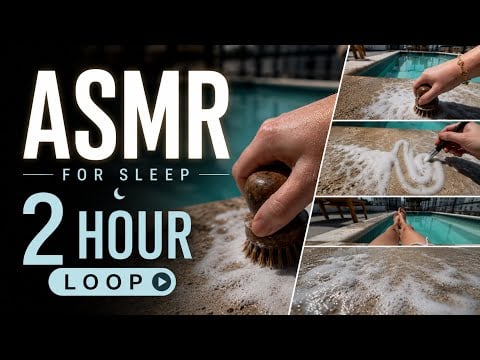 2 HR | ASMR Sleep Instantly with Soapy Pool Concrete Sounds