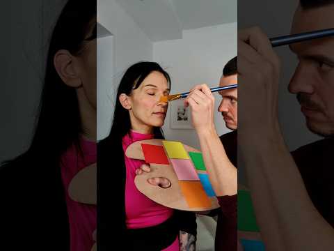 Face painting with rainbow palette 🎨🌈
