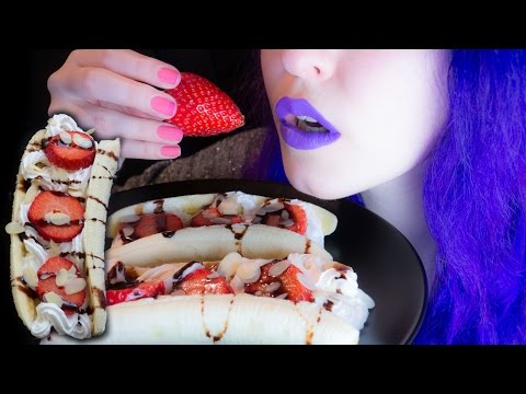 ASMR: Fancy Banana Split Dessert & Whipping Cream ~ Relaxing Eating Sounds [No Talking | Vegan] 😻