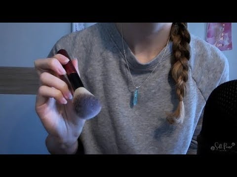 ASMR | Big Brush Face Brushing (with Sounds) | whispered, big dark brushes, slow up and down
