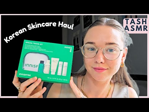 ASMR Korean Skincare Haul (Lot's of whispers, rambling)