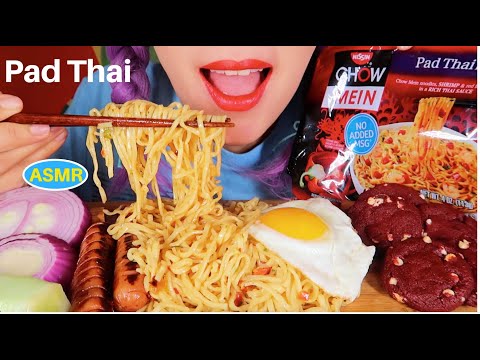 ASMR INSTANT PAD THAI,RED VELVET COOKIE MUKBANG EATING SOUND |팟타이, 레드벨벳쿠키|CURIE.ASMR