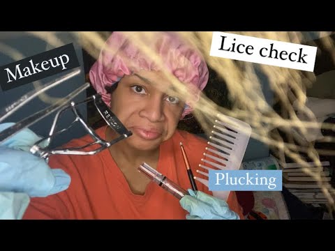ASMR - Plucking/Pinching, Lice Check, Makeup (Rachel)