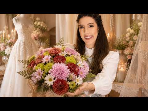 ASMR Florist 💐 Creating Your Royal Wedding Bouquet (Crinkly, Crunchy, Flowers)